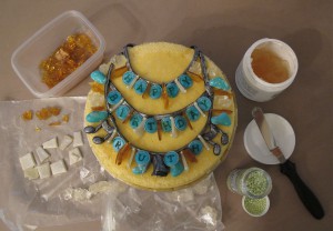Decorating the Collage Necklace Cheesecake