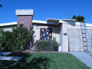 Fabric Stained Glass Window with Foam Stone Surround