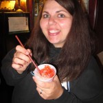 Audene enjoys her snow cone...yum!