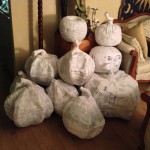 papier-mache pumpkins in progress