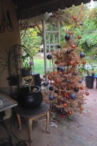 Skull Fountain and another Halloween Tree