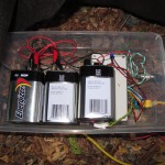 Batteries and controller magic inside Jack's shoebox