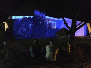 Britta & Glen testing the coverage of the new short throw projector