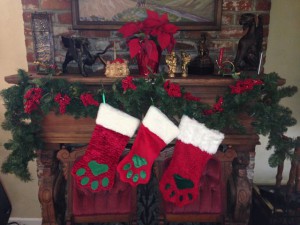 Kitty Paw Stockings on the Mantel