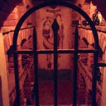 Gated alcove in the dark arched hallways