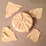 Brie completely encased in pastry with scraps trimmed for decorations