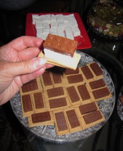 S'mores of the Special with molded chocolate bricks and rectangular homemade marshmallows