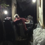 Ghoulish Glen working on wiring backstage