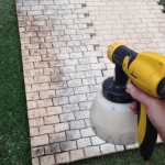 Touching up foam castle walls stained by 2 years of leaf droppings