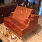Scoring & handpainting woodgrain texture with brown food coloring
