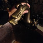 Original antique brass finish vs. the wetbar sink