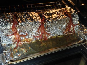 Bacon trees after 15 minutes baking