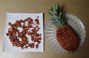 Adding the best pecans in an overlapping pineapple pattern