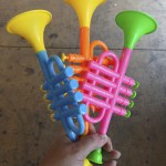 toy trumpets from the dollar store!