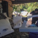 Scary Jerry was using his own woodburning tool as our foam stone texture carver extraordinaire