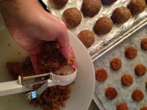 Scooping & forming cream cheese carrot cake balls