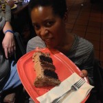 One giant slice of cake for the birthday girl!