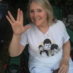 Sheila got into the Trek spirit by wearing the Spock shirt I painted in highschool!