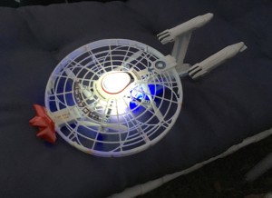 The USS Enterprise 1701-A drone complete with birthday bow on the bow! ;)