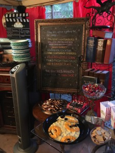 Menu chalkboard with The S'mores Awaken, BB-8 Cheese Plate & Finn's Fresh Fruit Salad