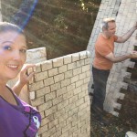 Hard at work touching up the castle walls with matching paint