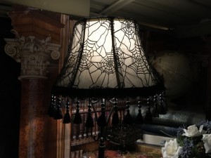 Just enough original black web lace from 1999 to make another lampshade cover WITH fabulous fringe!