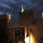 I LOVE these jack o' lanterns peeking out the tower windows!