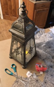 Dressing up a lantern with more cheap web tablecloth