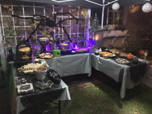 Creepy Cuisine table in the backyard