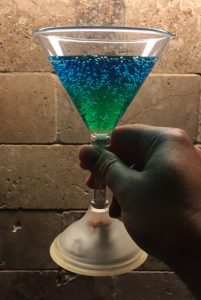 Layered green & blue Swooping Evil cocktail